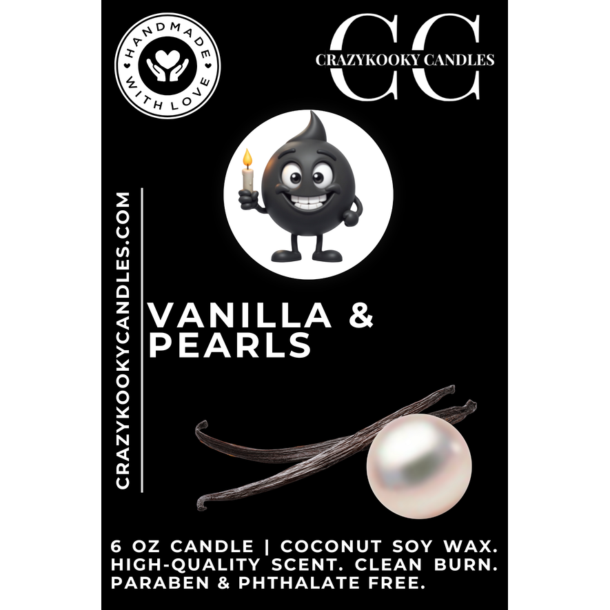 VANILLA & PEARLS - Funny Candle, Scented Coconut Soy Candle, 6oz