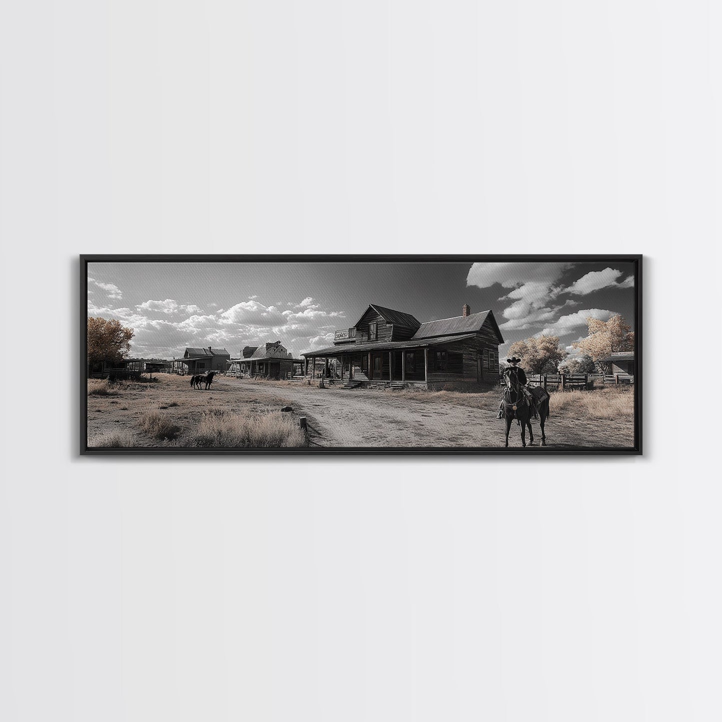 Western Town, Cowboy Art, Old West Wall Art, Rustic Wall Art, Farmhouse Decor, Historical Landscape Art, Panoramic Art, Canvas Print