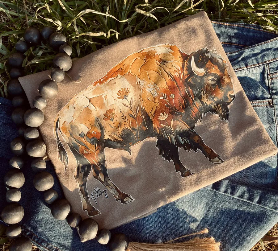 Floral Painted Buffalo (DTF Tee)