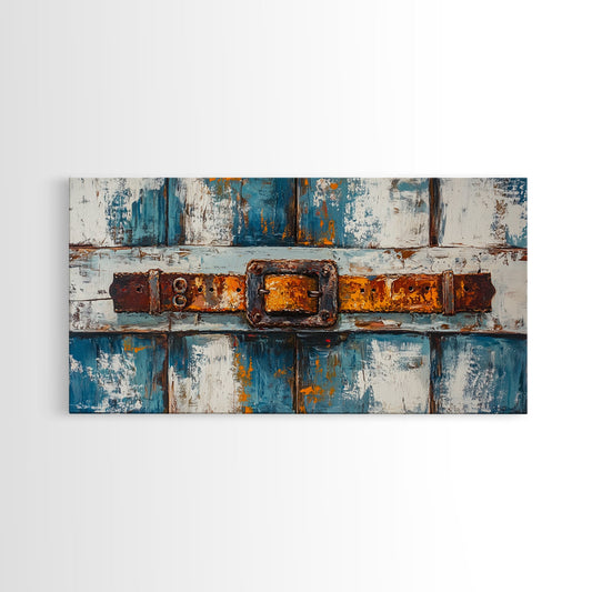 Rustic Belt Buckle Art, cowboy decor, western wall art, vintage rustic art, wabi sabi art, extra wide art, farmhouse decor, framed canvas print