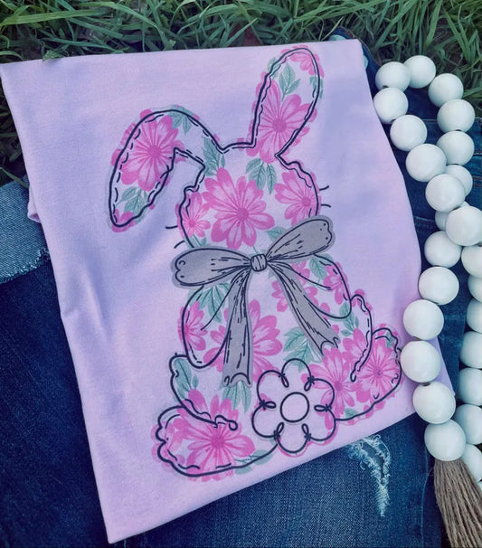 Pink Floral Bunny (Gildan Tee)