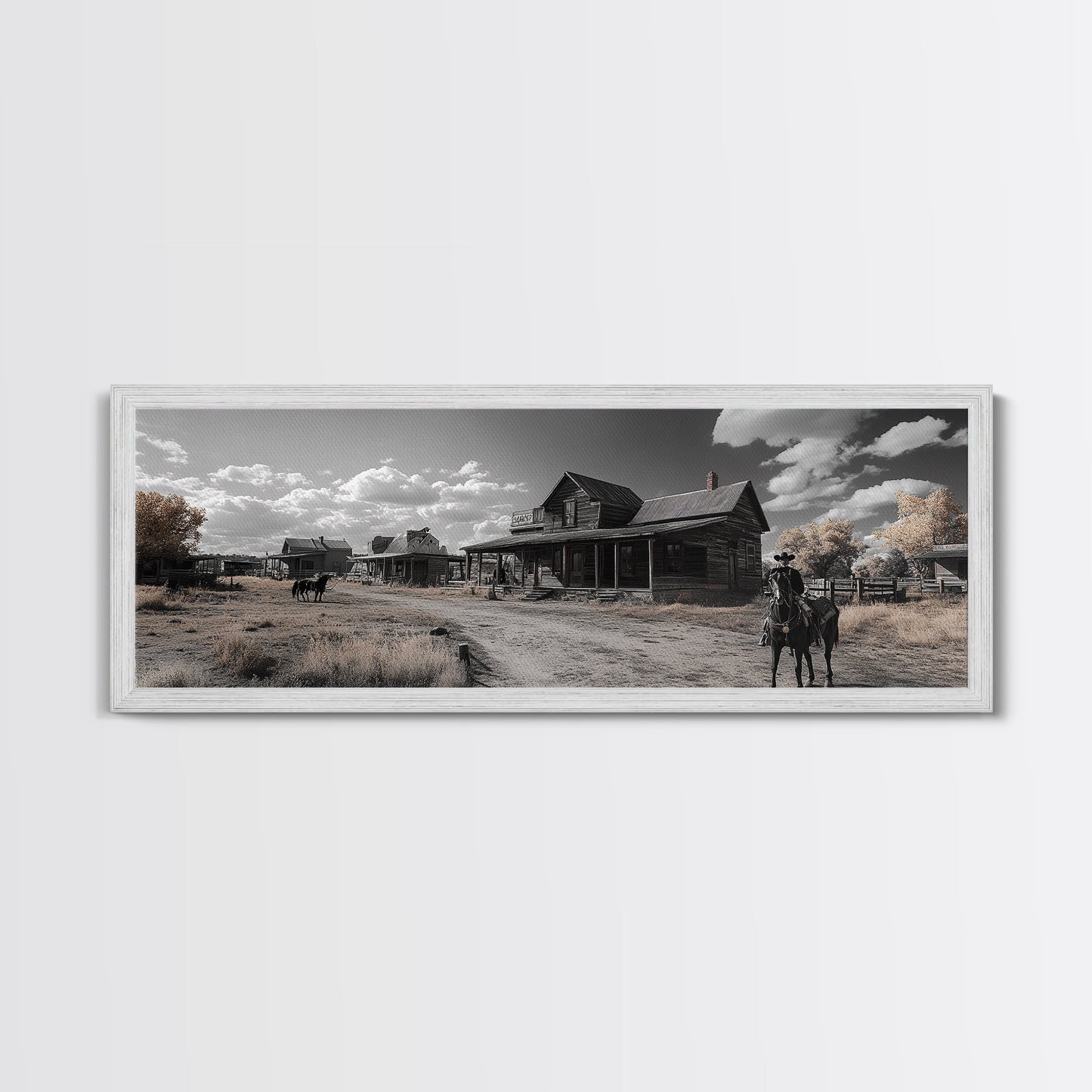 Western Town, Cowboy Art, Old West Wall Art, Rustic Wall Art, Farmhouse Decor, Historical Landscape Art, Panoramic Art, Canvas Print