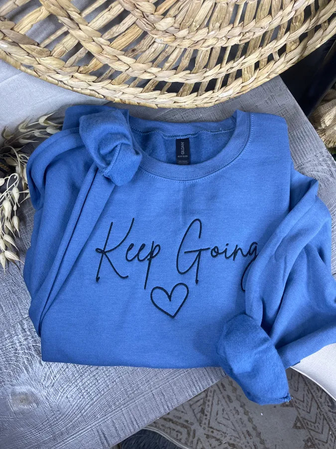 Keep Going Embroidery Sweatshirt