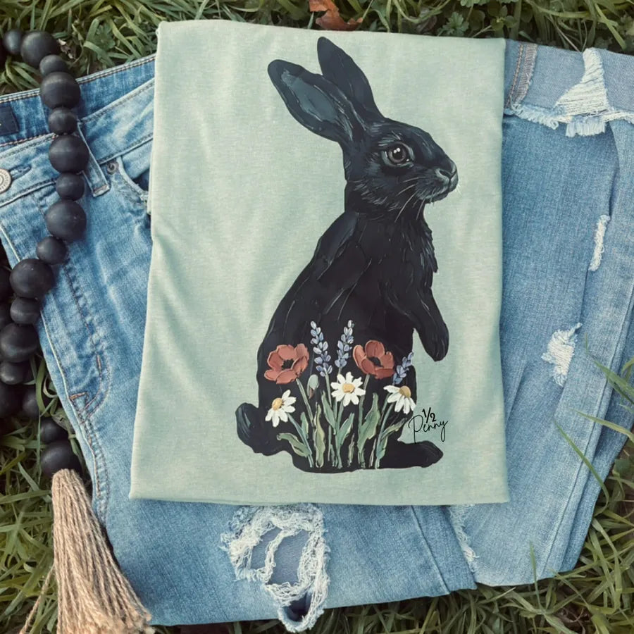 Black Bunny (DTF Gildan Softstyle Tee)