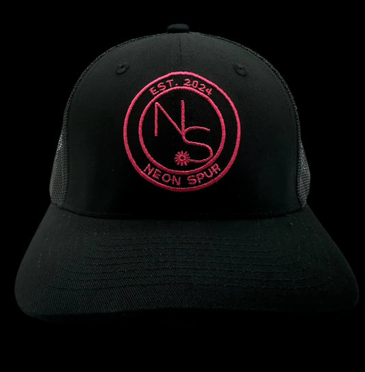 Neon Spur Embroidered Logo Trucker Hat – Black Beauty Edition