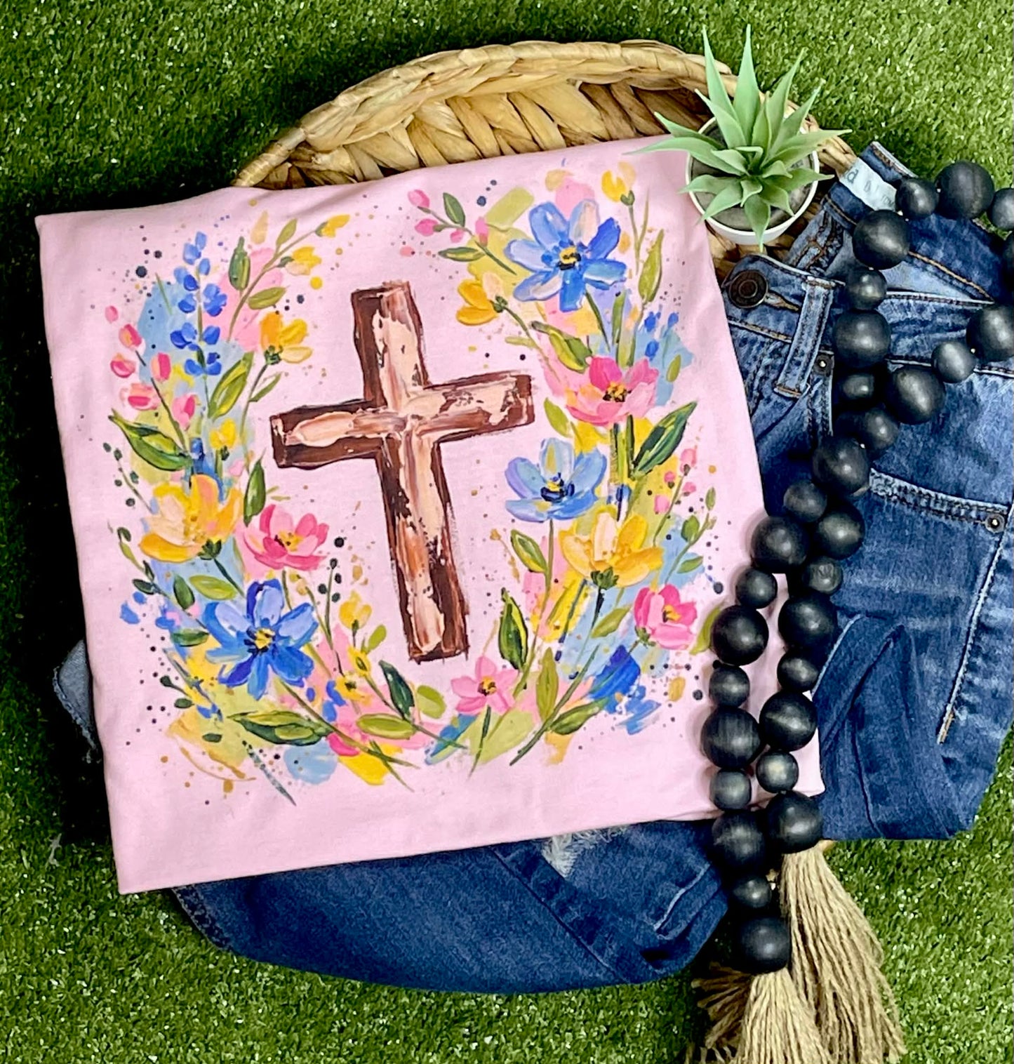 Floral Cross (Gildan Tee)