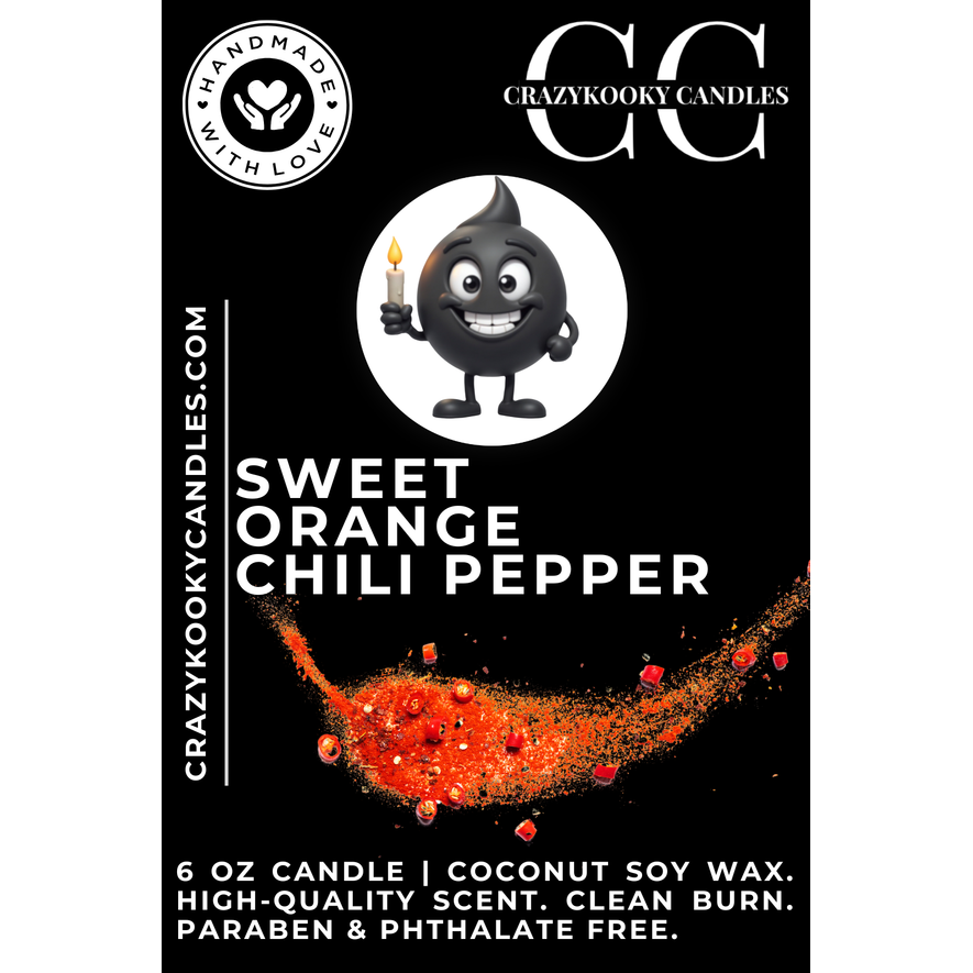 SWEET ORANGE CHILI PEPPER - Funny Candle, Scented Coconut Soy Candle, 6oz