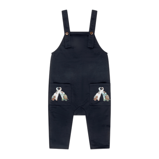 Elefante Baby Boy Overalls – Multicultural Print Cotton Overalls