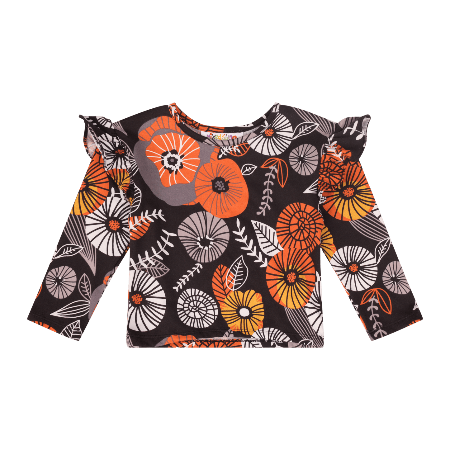 Baby Girls Ruffle Flutter Sleeve Top – Multicultural Print | Mixed Up Clothing