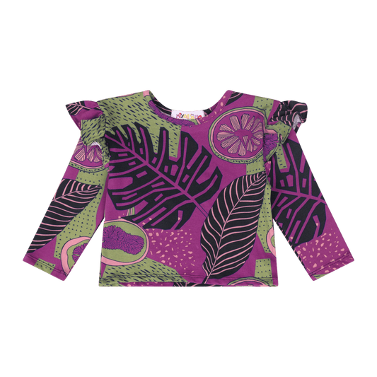 Baby Girls Ruffle Flutter Sleeve Top – Multicultural Print | Mixed Up Clothing