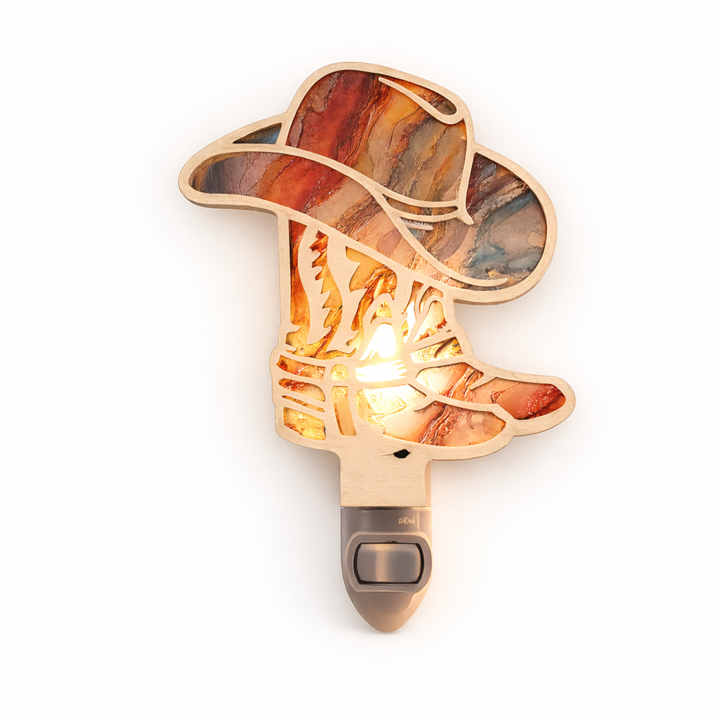 Cowboy Boots & Cowboy Hat LED Nightlight - Western Night Light
