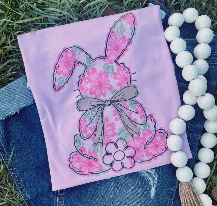 Pink Floral Bunny (Gildan Tee)