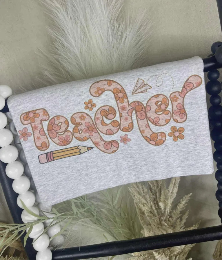 Teacher floral (Gildan Tee)